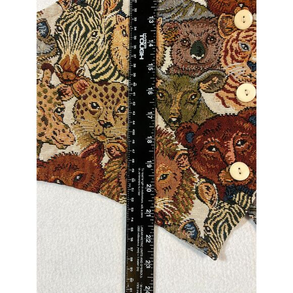 Vintage Facets Zoo Animal Tapestry Vest Large Y2K Kitschy Unisex - Picture 7 of 8